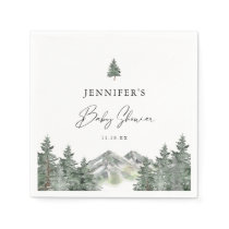 Winter Mountain Forest Baby Shower Napkins