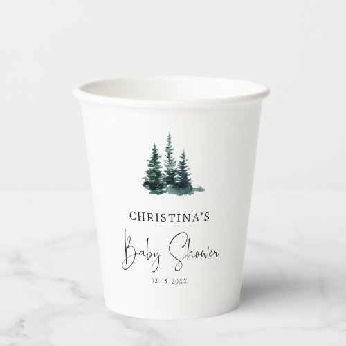 Winter Mountain Forest Baby Shower Paper Cups
