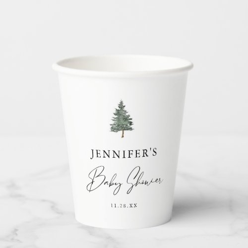 Winter Mountain Forest Baby Shower Paper Cups