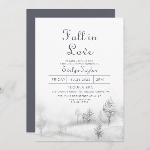 Winter Mountain Forest Fall in Love Bridal shower  Invitation