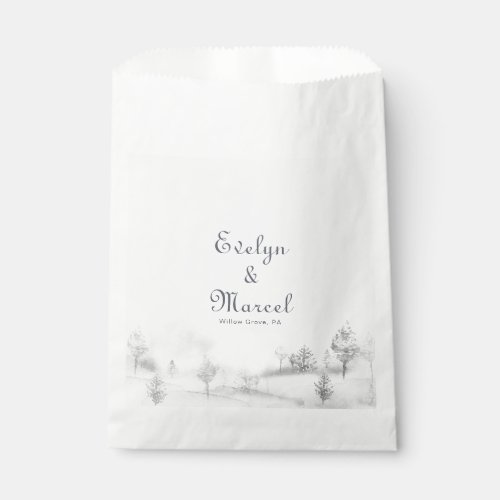 Winter Mountain Forest Minimalist Wedding  Favor Bag