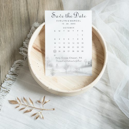 Winter Mountain Forest Save the Date Calendar