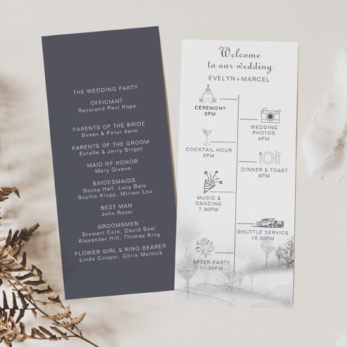 Winter Mountain Forest Timeline Wedding  Program