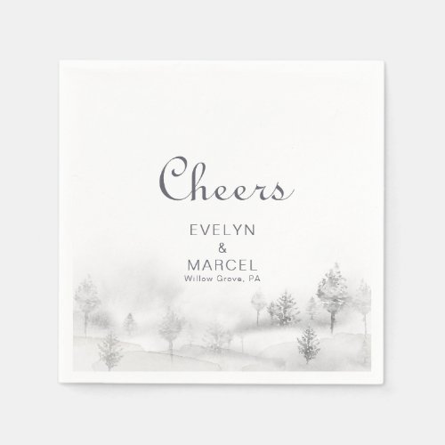 Winter Mountain Forest Wedding Cheers  Napkins