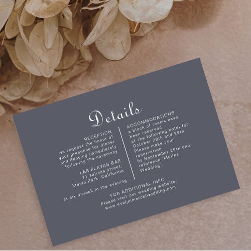 Winter Mountain Forest Wedding Details   Enclosure Card