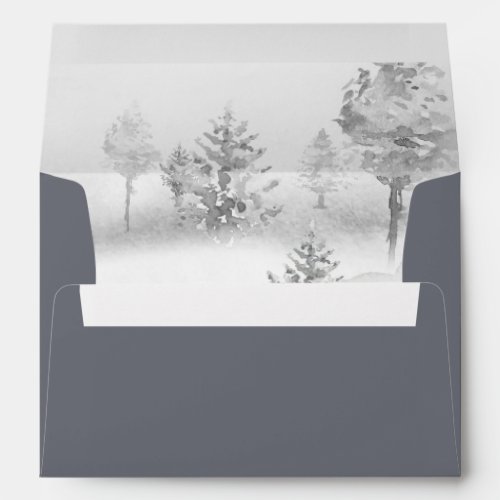 Winter Mountain Forest Wedding Envelope