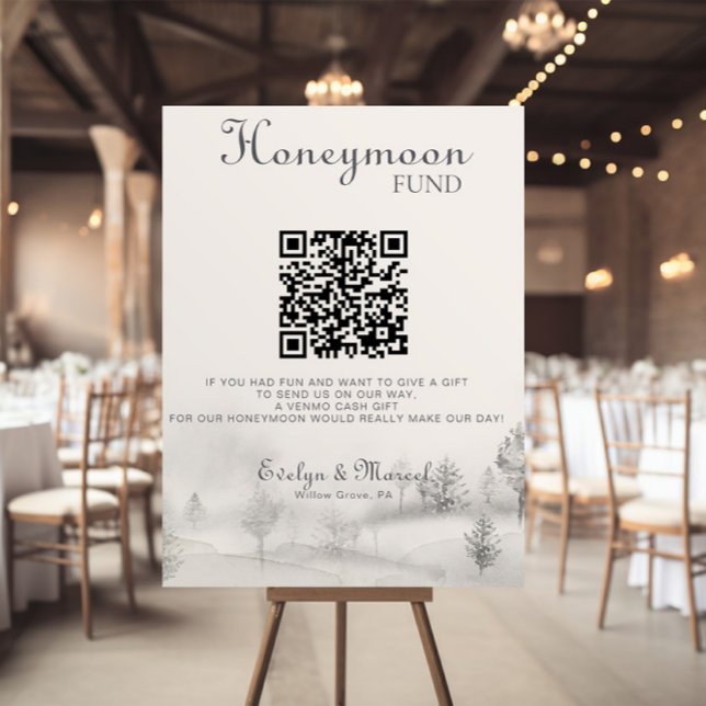 Winter Mountain Forest Wedding Honeymoon Fund   Poster (Creator Uploaded)