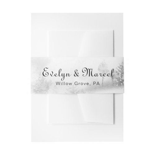 Winter Mountain Forest Wedding  Invitation Belly Band