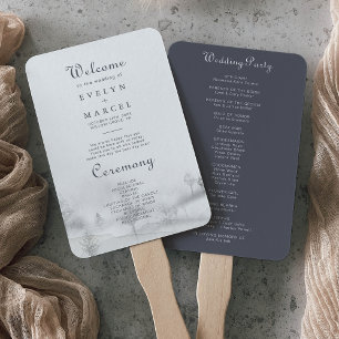 Winter Mountain Forest Wedding Program Hand Fan
