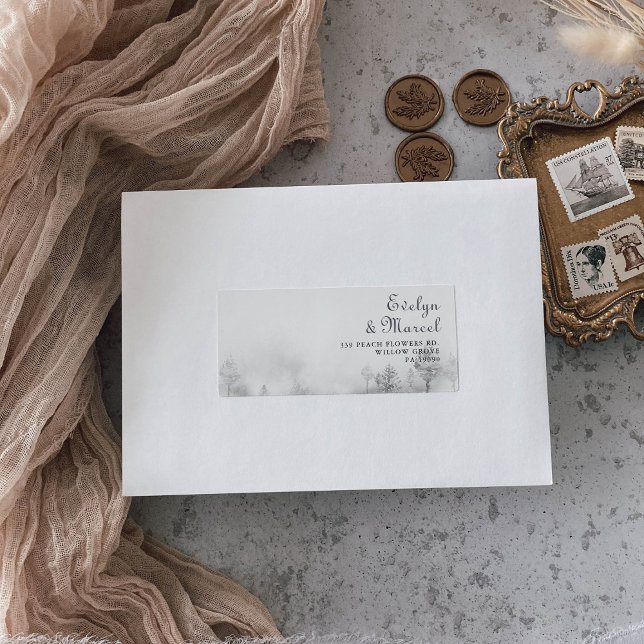 Winter Mountain Forest Wedding Return  Label (Creator Uploaded)