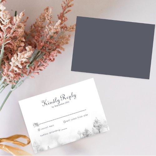 Winter Mountain Forest Wedding RSVP Card