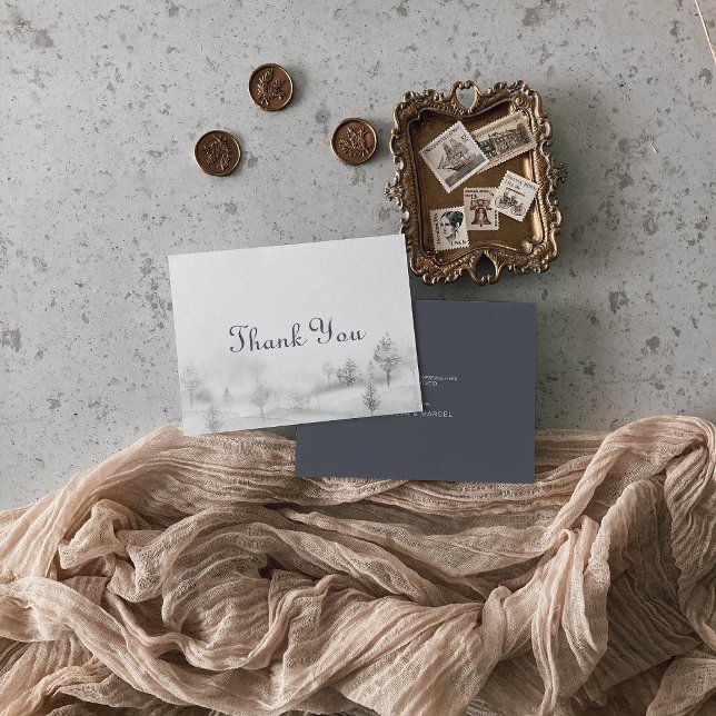 Winter Mountain Forest Wedding   Thank You Card (Creator Uploaded)