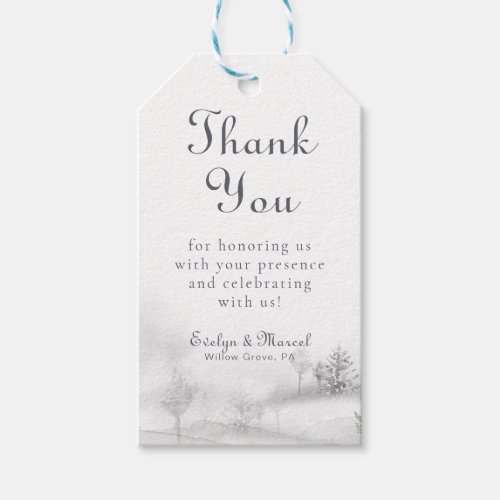 Winter Mountain Forest Wedding Thank You   Gift Tags