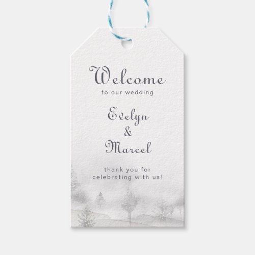 Winter Mountain Forest Wedding Welcome  Gift Tags