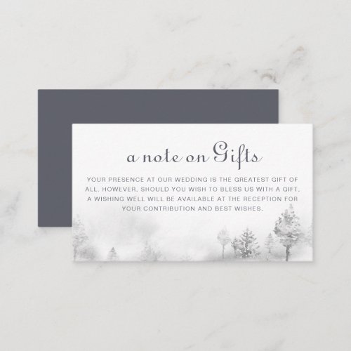 Winter Mountain Forest Wedding Wishing Well   Enclosure Card