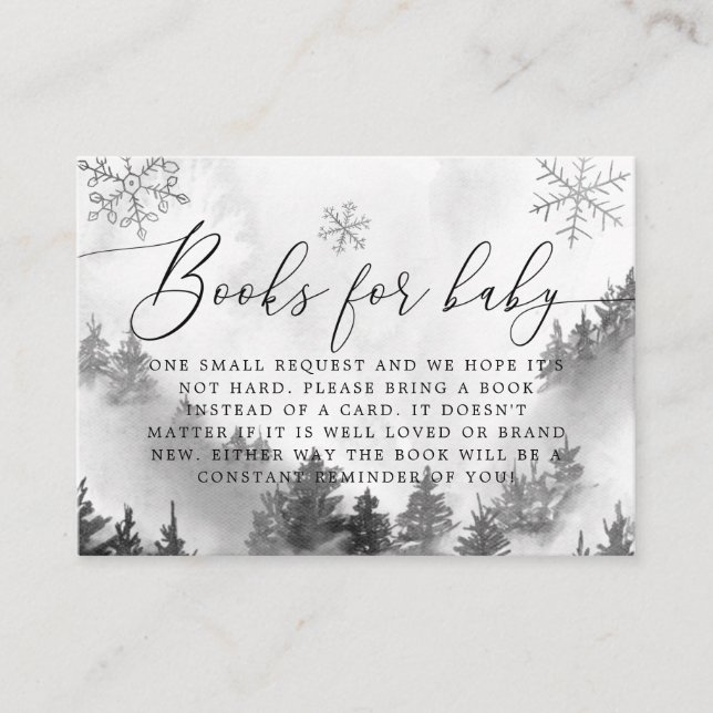 Winter Mountain Gray Snowflakes Book Request Enclosure Card (Front)
