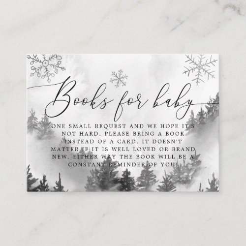 Winter Mountain Gray Snowflakes Book Request Enclosure Card