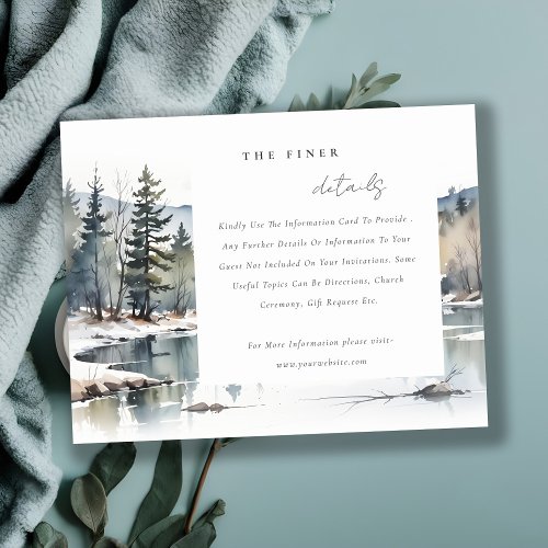 Winter Mountain Lake Landscape Wedding Detail Enclosure Card