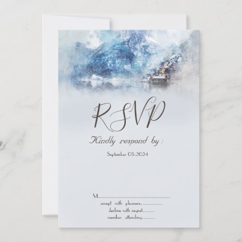 Winter Mountain Lake RSVP Invitation