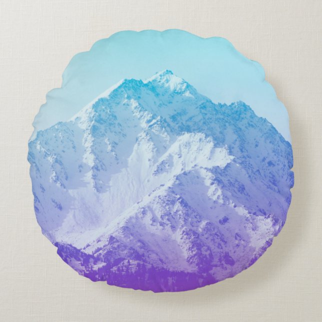 Winter mountain peakmountain,hipster,peak,photo,ba round pillow (Front)