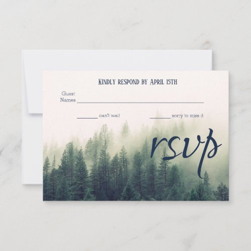 Winter Mountain Pines Wedding RSVP Card