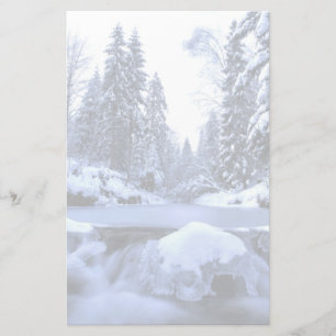 Winter mountain river- Beskid Mountains, Poland Stationery