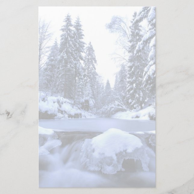 Winter mountain river- Beskid Mountains, Poland Stationery (Front)