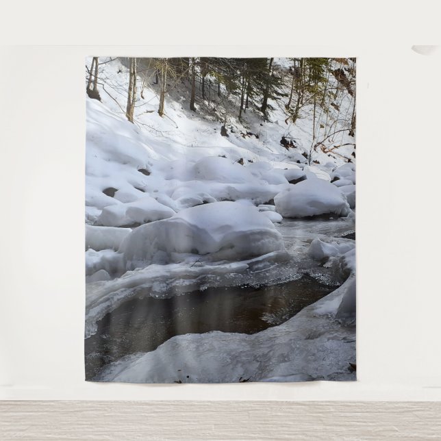 Winter Mountain River – Wild Nature Romania Tapestry (Front)