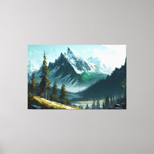 Winter Mountain Scene  Canvas Print