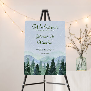 Winter Mountain Scenery Wedding Welcome Sign