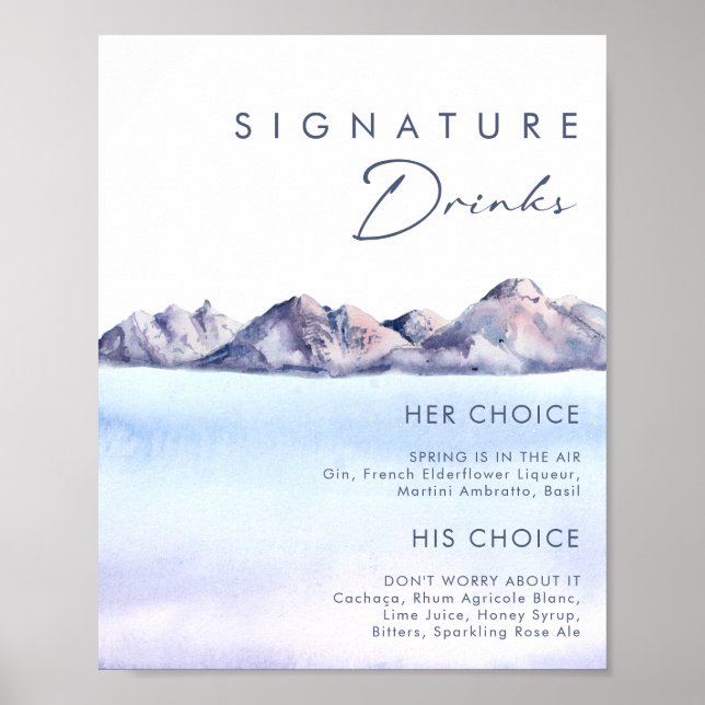Winter Mountain Signature Drinks Sign (Front)
