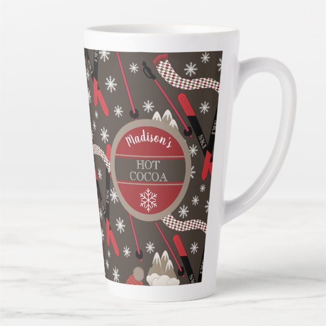 WInter Mountain Ski Holiday Snowflake Hot Cocoa La Latte Mug (Right)