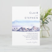 Winter Mountain Sunset All In One Wedding Invitation (Standing Front)