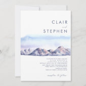 Winter Mountain Sunset All In One Wedding Invitation (Front)