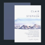 Winter Mountain Sunset All In One Wedding Invitation<br><div class="desc">This Winter Mountain Sunset wedding invitation is just what you've been looking for to complete your simple rustic moody wedding. Designed with pink and blue pastel watercolor that blends beautifully into navy and blush highlights that perfectly captures an evening sky in nature. It is sure to bring your colorful minimalist...</div>