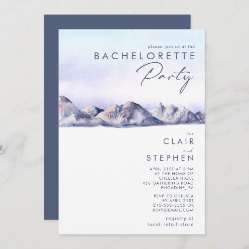 Winter Mountain Sunset Bachelorette Party Invitation