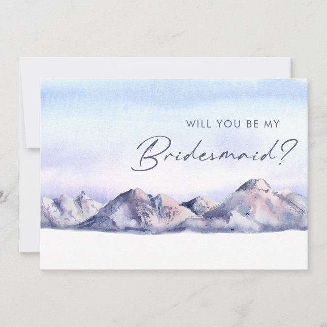 Winter Mountain Sunset Bridesmaid Proposal Invitation (Front)