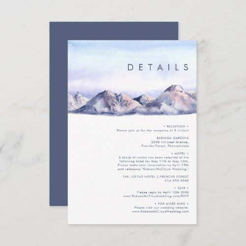 Winter Mountain Sunset Details Enclosure Card