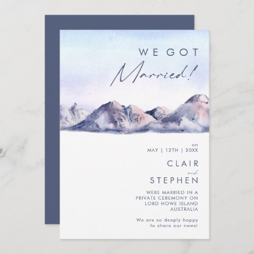 Winter Mountain Sunset Elopement Announcement