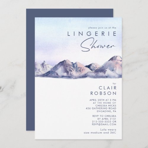 Winter Mountain Sunset Lingerie Shower Invitation
