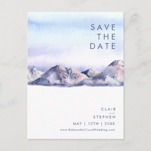 Winter Mountain Sunset Save The Date Postcard