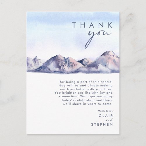 Winter Mountain Sunset Thank You Card