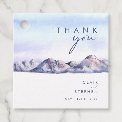 Winter Mountain Sunset Thank You Favor Tags