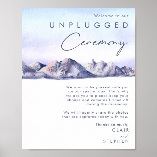 Winter Mountain Sunset Unplugged Ceremony Poster