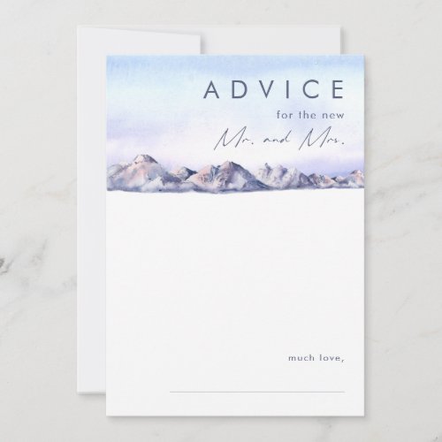 Winter Mountain Sunset Wedding Advice Card