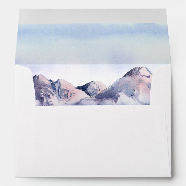 Winter Mountain Sunset Wedding Invitation Envelope (Back (Bottom))