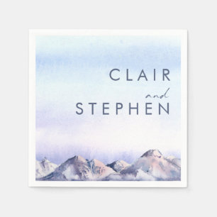 Winter Mountain Sunset Wedding Napkins