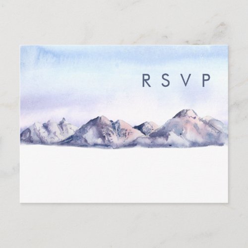 Winter Mountain Sunset Wedding RSVP Postcard