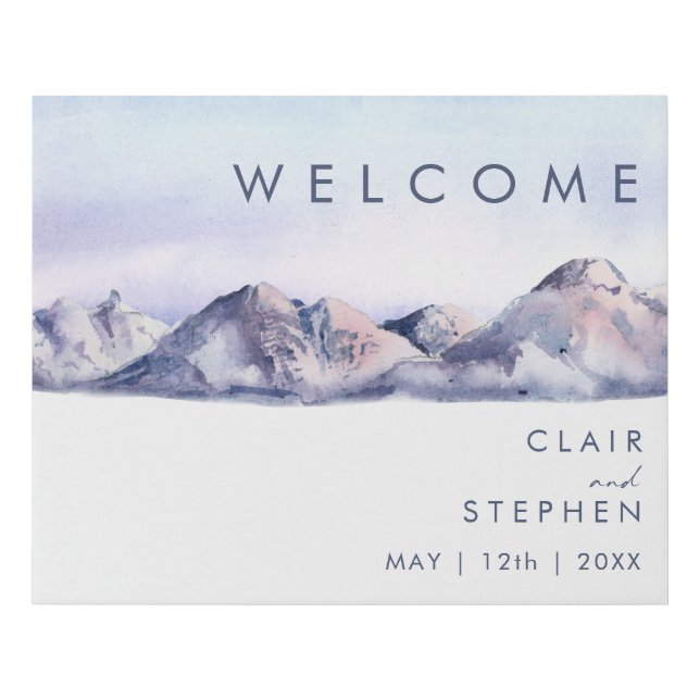 Winter Mountain Sunset Welcome Faux Canvas Print (Front)