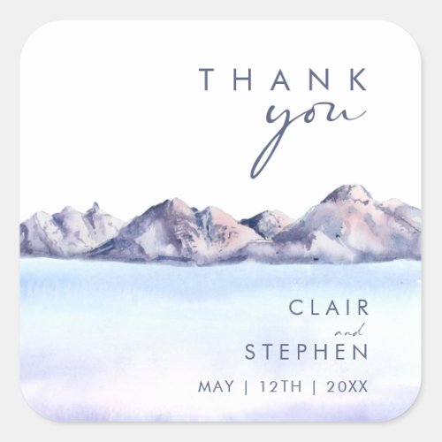 Winter Mountain Thank You Wedding Favor sticker 